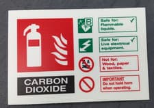 Image of Fire Extinguisher Identification Sign - CARBON DIOXIDE - 153 x 105mm - 1.2mm PVC