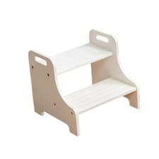 Image of Wooden Step Stool Heavy Duty 2 Step Stool with Safety Non Slip Pads and Handles