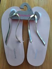 Image of Accessorize Monsoon Ladies Flip Flops Size L UK 6.5-8Gold & Baby Pink -BrandNew