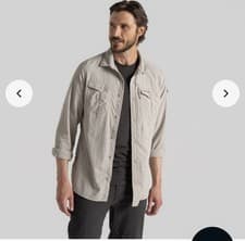 Image of Craghoppers Shirt Mens M NosiLiFe Adventure III Parchment Grey Long Sleeve