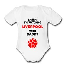 Image of LIVERPOOL Babygrow Baby vest grow gift watching with daddy etc football
