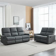 Image of MADRID 2+3 SEATER MANUAL RECLINER AIR LEATHER SOFA SET