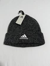 Image of Adidas Unisex Knit Beanie Hat Dark Heather Gray One Size NWT Embroidered Logo