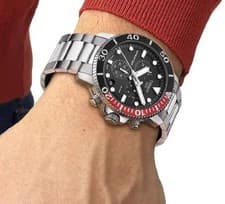 Image of NEW TISSOT MENS WATCH SEASTAR 1000 STAINLESS STEEL STRAP WITH BLACK DIAL GENUINE