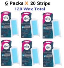 Image of 6 Packs Veet Hair Removal Face Hair Removal Coldwax Strips 120 Wax Total