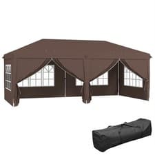 Image of Outsunny 3 x 6m Pop Up Gazebo Height Adjustable Party Tent w/ Storage Bag Brown