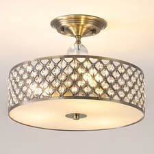 Image of Semi-Flush Ceiling Light 3 Lights, Antique Brass, Base Ø:37cm, E27 Cap type