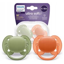 Image of NEW Philips Avent Ultra Soft Soother SCF091 18m Silicone BPA Free Set of 2