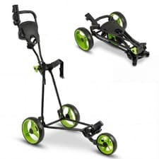 Image of COSTWAY 3 Wheels Golf Push Cart Folding Golf Pull Trolley w/Scoreboard Green