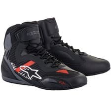 Image of Alpinestars Faster-3 Rideknit Motorcycle Motorbike Shoes - Black Grey Red