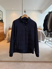 Image of HACKETT London Classic Fit Quilted Zip Jacket in Navy Size M