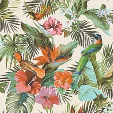 Image of Rasch Paradise Birds Wallpaper Tropical Floral Leaf Textured Vinyl Cream 539066