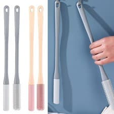 Image of Toe split cleaning brush, foot washer in shower long handle silicone foot brush