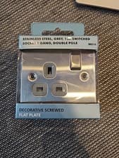 Image of BG Brushed Stainless Steel 1 Gang Double Pole Flat Plate Socket 13A SBS21G