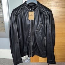 Image of BELSTAFF Mens Black Leather V Racer  2.0 Jacket SIZE UK44 IT54 BNWT  
