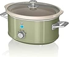 Image of Swan SF17021GN Retro Slow Cooker with 3 Temperature Settings, Keep Warm Functio