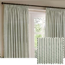 Image of Yard Hebden Striped 100% Cotton Pencil Pleat Curtain Pair | Various Colours