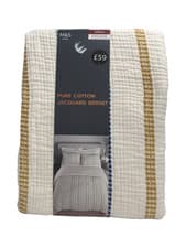 Image of M&S Home Pure Cotton Jacquard Bedset Gauze Waffle White Mix Single New