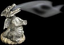 Image of Smoking Dragon Incense Burner Holder Cones copper silver with free cone new bnib