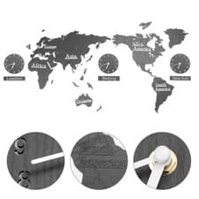 Image of Creative Wall Clock Decorative Wall Map Multiple Clock No Battery