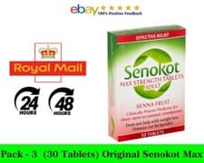 Image of Senokot Max Strength Tablets Adults - 10 Tab (30 Tablet) 04 - 2027 Expiry X 3
