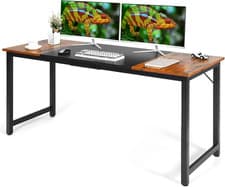 Image of Computer Desk 160cm Large Workstation Office Table Industrial Metal Wood Frame