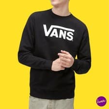 Image of VANS Men's Classic Crew Sweatshirt, 100% Cotton, Black, UK M | EU 48 | US M
