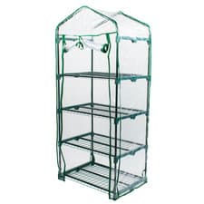 Image of 4 TIER MINI GREENHOUSE OUTDOOR GARDEN PLANTING SMALL PVC GROWHOUSE WITH SHELVES