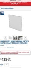 Image of XIMAX HENRY 603MM X 600MM 1167BTU WHITE SQUARE DESIGNER RADIATOR