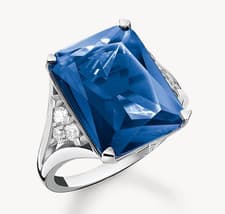 Image of Thomas Sabo Cocktail Ring Blue White Stones Silver TR2339-166-1 Size 50 RRP £125