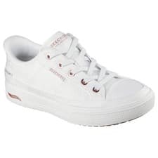 Image of Skechers 177197 Arch Fit Arcade See Ya There Ladies White Textile Vegan Arch Sup