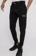 Image of LONSDALE Men's MTK Pro Range  Joggers Black/Gold  Size S,M,L,XL New Slim Fit
