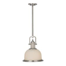 Image of 1 Bulb Ceiling Pendant Light Fitting Brushed Steel LED E27 60W Bulb