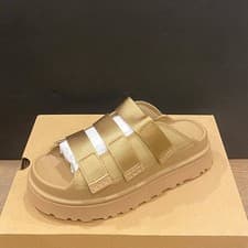 Image of Ugg GoldenGlow Dark Sand Slide Sandals Shoes Heels Flats Size 8 10 11 NEW