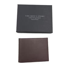 Image of $135 Bloomingdales Brown Italian Saffiano Leather Bifold Wallet