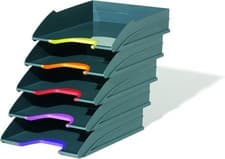 Image of Durable VARICOLOR Letter Tray | Set of 5 Stackable Colour Coded Letter Trays | I