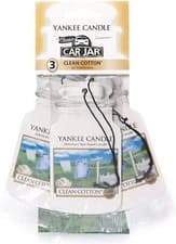 Image of Yankee Candle Car Jar Scented Hanging Air Freshener Clean Cotton Pack of 3