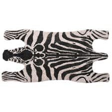 Image of Large Faux Zebra Skin Coir Floor Doormat Black White 75x38cm Hallway Door Decor