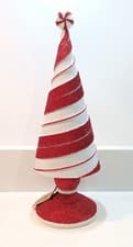 Image of Red and White Christmas Tree decoration, 35cm Glittery Red
