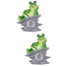 Image of  2 PCS Solar Powered Frog Night Light Work Frogs Statue Lamp Landscape