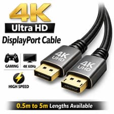 Image of DisplayPort Cable 4K 60Hz DP to DP Lead Ultra HD PC Monitor Gaming 0.5m–5m UK