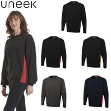 Image of Uneek Unisex Two Tone Crew Sweatshirt XS–4XL 280gsm Contrast Panel Workwear