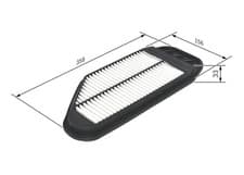 Image of BOSCH F026400349 Air Filter 358mm Length Insert 33mm Height Fits Chevrolet Spark