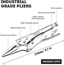 Image of 7 Inch Locking Pliers Carbon Steel Anti Slip Hand Tool UK