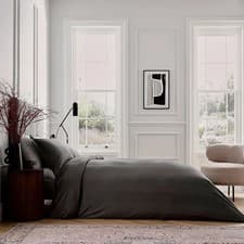 Image of Bedeck of Belfast Fine Linens Serra Dobby Stripe Cover Set Double Charcoal