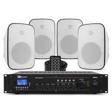 Image of 8" Wall Speaker System with 5 Channel Bluetooth Mixer Amplifier - 4x PD BD80TW