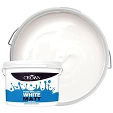 Image of Crown Matt Emulsion Paint Pure Brilliant White 10L Interior Walls Finish UK Home