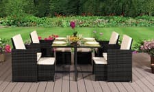 Image of RATTAN GARDEN FURNITURE CUBE SET CHAIRS SOFA TABLE OUTDOOR PATIO