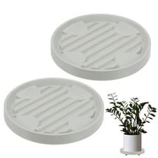 Image of 2Pcs Plant Stand with Wheels, 9.8 Inch Round Indoor Planter Mover Trolley Beige