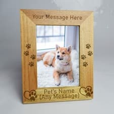 Image of Personalised Pet Photo Frame Wooden Gift Dog Puppy Handmade Keepsake Memorial